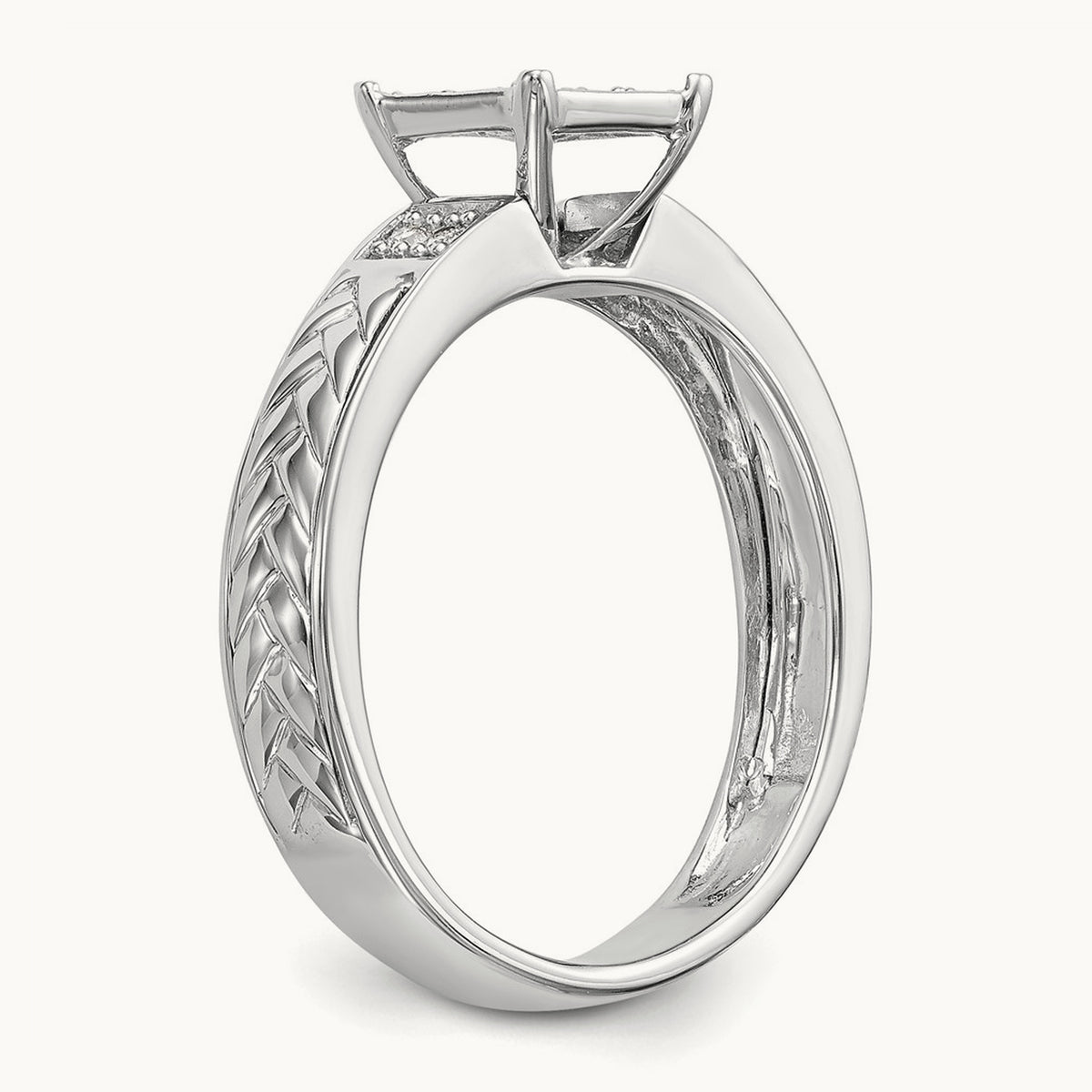 Diamond Trio Cluster Complete Engagement Ring, 10K White Gold
