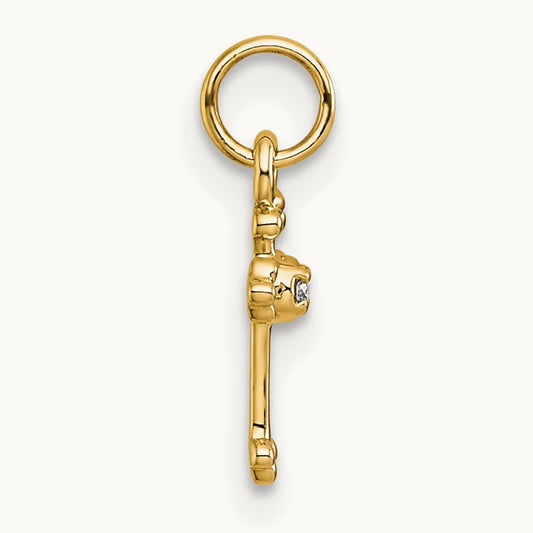 Small Diamond Budded Cross Pendant — 14K Yellow Gold, 14.7mm