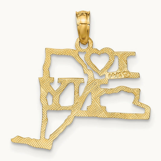 Solid New York State Pendant, 14K