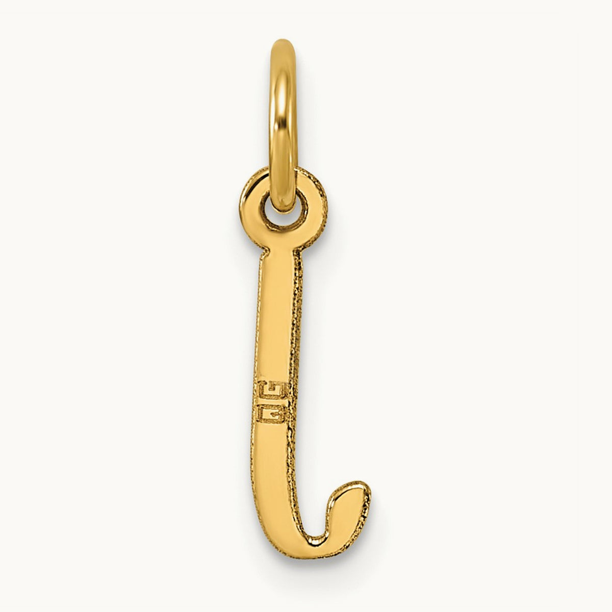 Small Slanted Block Initial Charm — 14K Yellow Gold, J