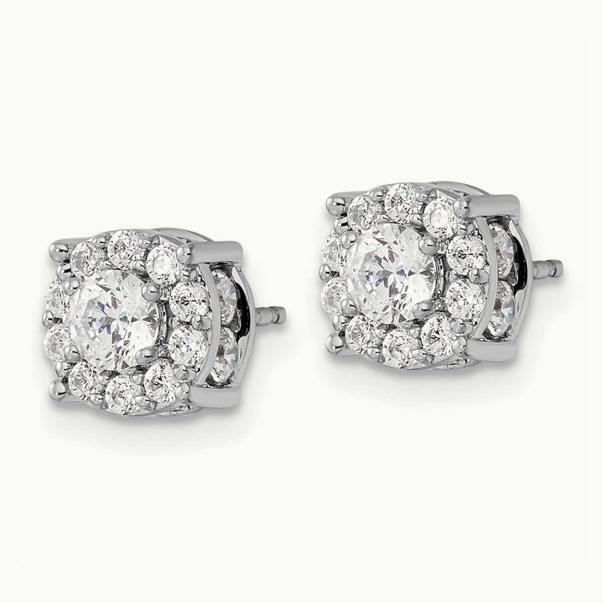 Round Halo Post Earrings, 1.00-2.00 ct tw Lab-Grown Diamond — 1 1/2 ct (2)