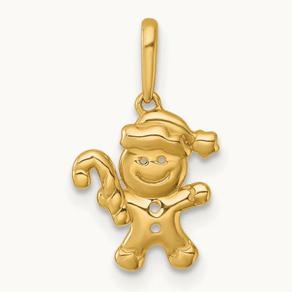 Madi K Polished Smiling Gingerbread Pendant, 14K