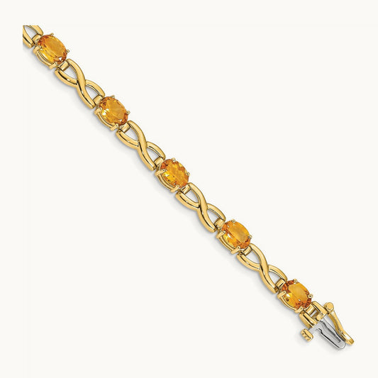7x5mm Oval Citrine Bracelet, 14K