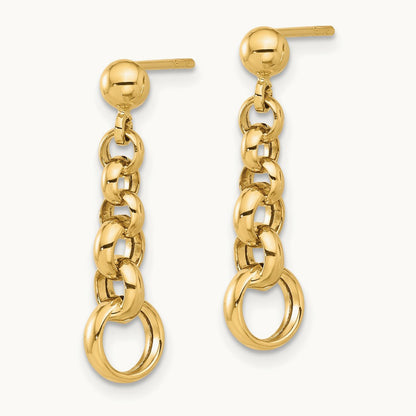 Polished Circle Link Post Earrings, 14K