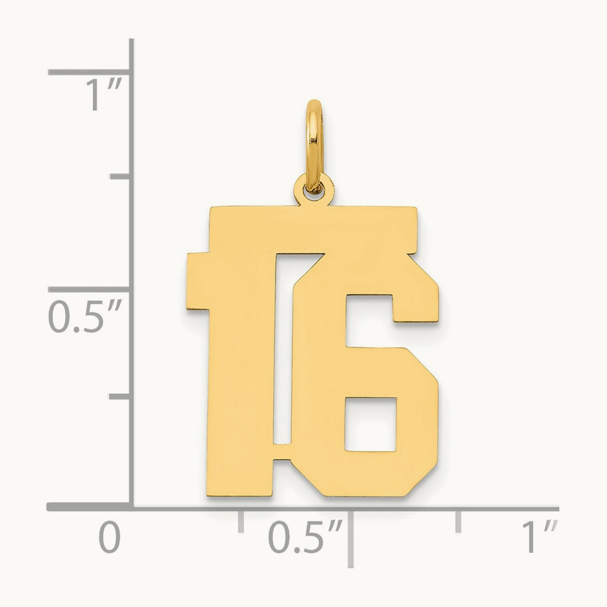 Medium Polished Number 16 Charm, 14K