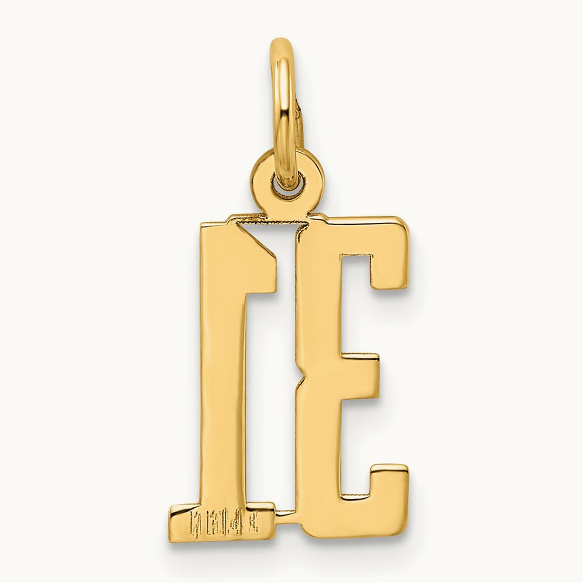 Small Elongated Number 31 Charm, 14K