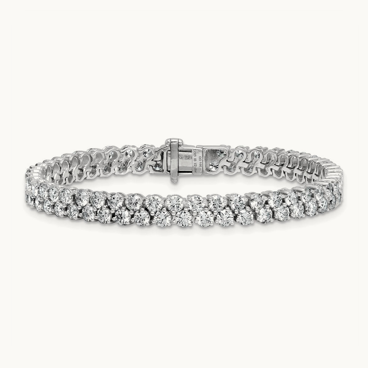 Round 2 Row Tennis Bracelet — 14K White Gold