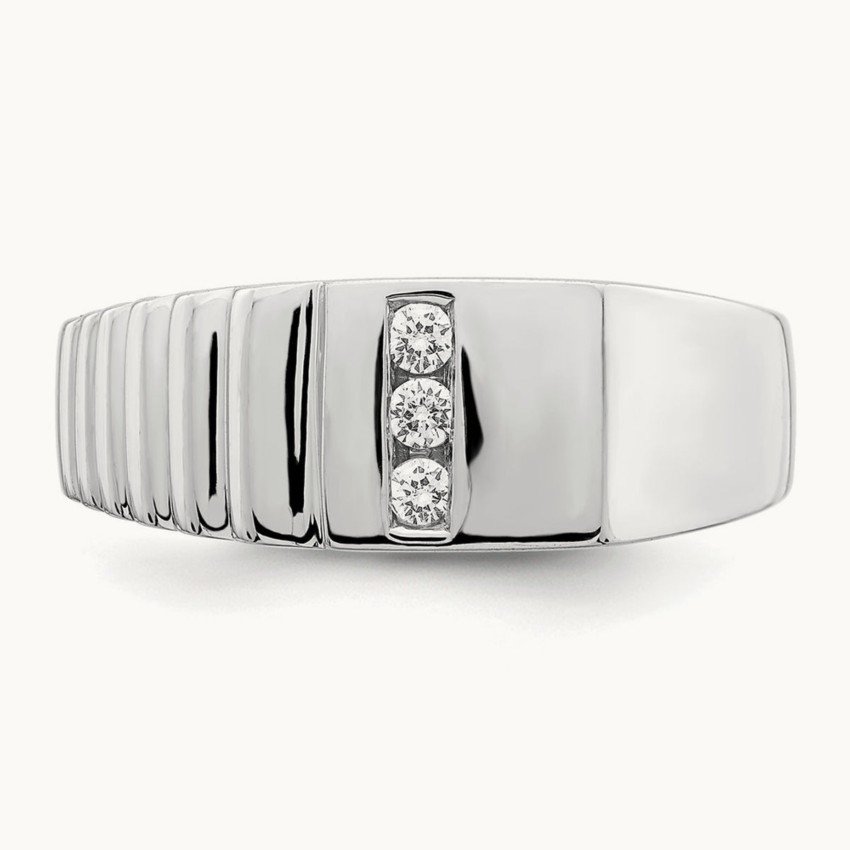 Diamond Mens Ring, 14K White Gold