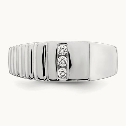 Diamond Mens Ring, 14K White Gold
