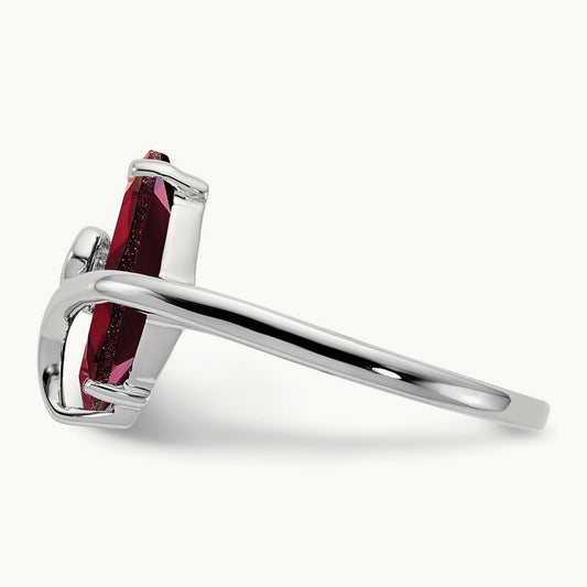 12x6mm Marquise Garnet A Diamond ring, 14K White Gold
