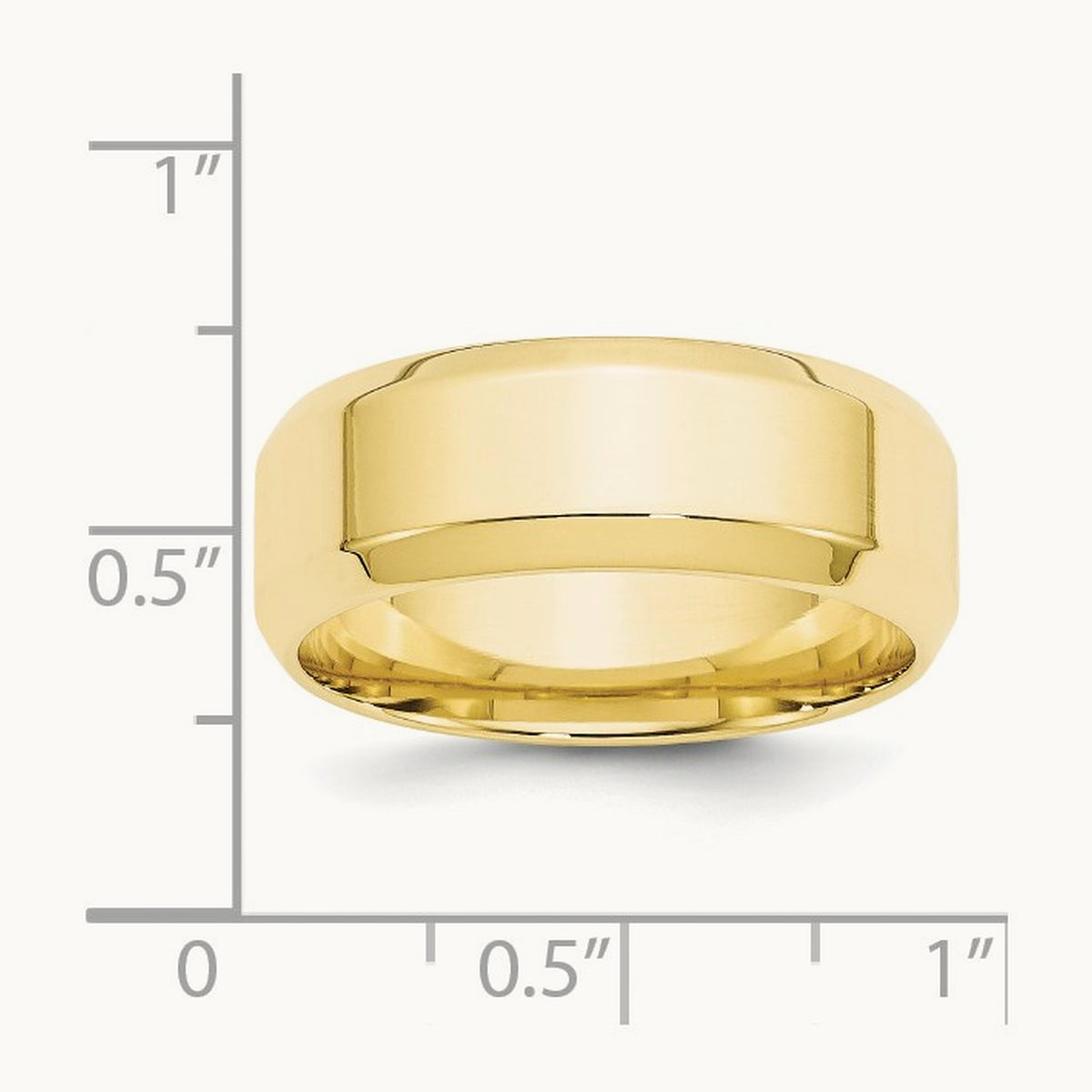 Bevel Edge Comfort Fit Band, 8mm, 10K Yellow Gold