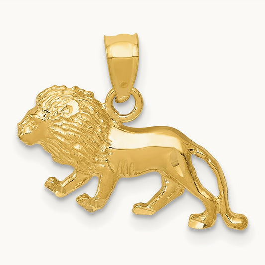 Diamond-cut Lion Pendant, 14K