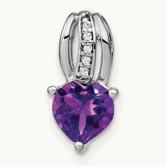 Heart Amethyst and Diamond Pendant — 15.45mm