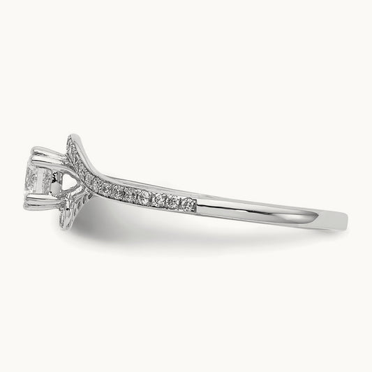 Round Semi-Mount Bypass Engagement Ring — 14K White Gold, 6.75