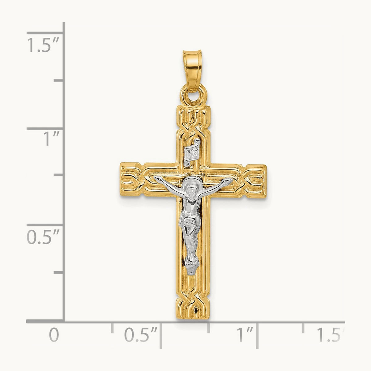 Hollow INRI Crucifix Pendent — 34.2mm