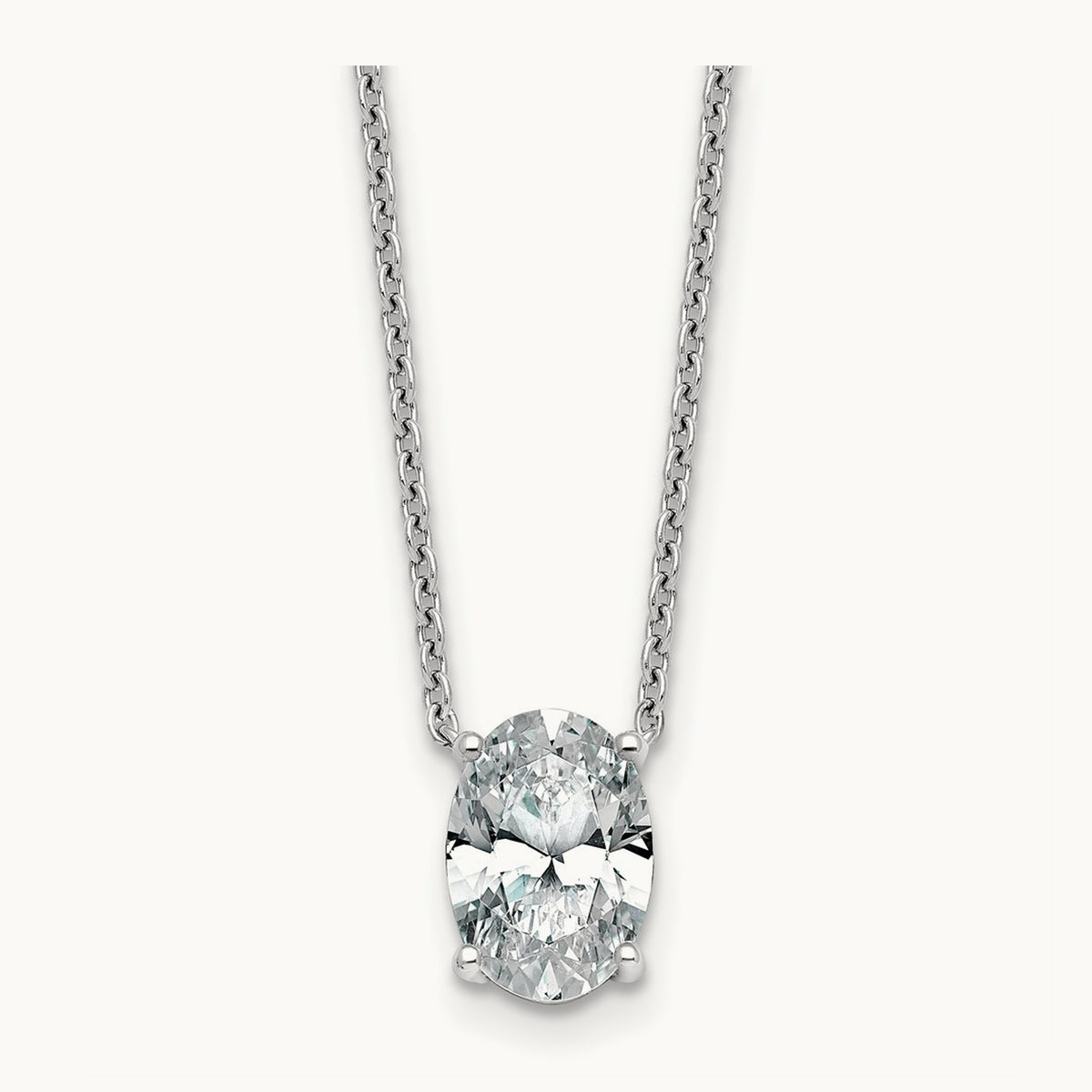 Oval Pendant Necklace, 0.25-4.00 ct tw Lab-Grown Diamond — 2 ct, 14K White Gold