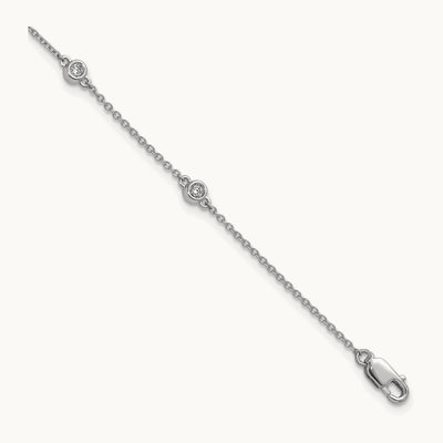Diamond Station Cable Bracelet, 14K White Gold