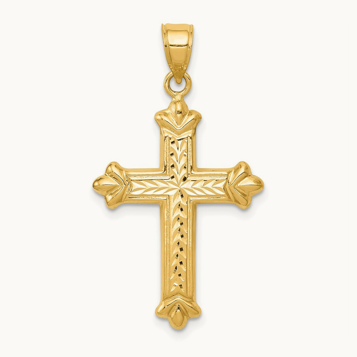 Reversible Diamond-cut Cross Pendant, 14K