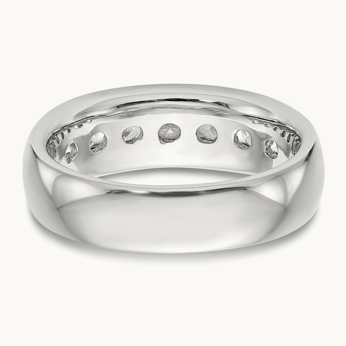 7-Stone Diamond Channel Band, 14K White Gold