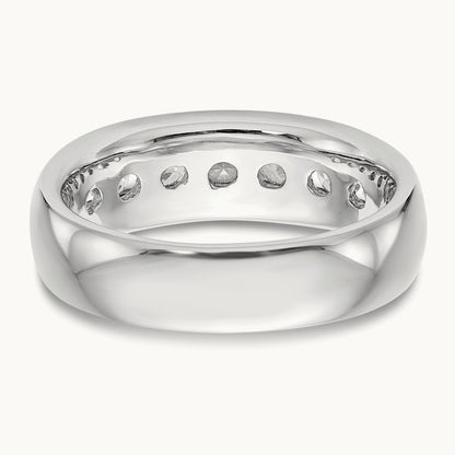 7-Stone Diamond Channel Band, 14K White Gold