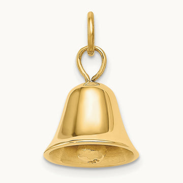 Moveable 3D Wedding Bell Charm, 14K
