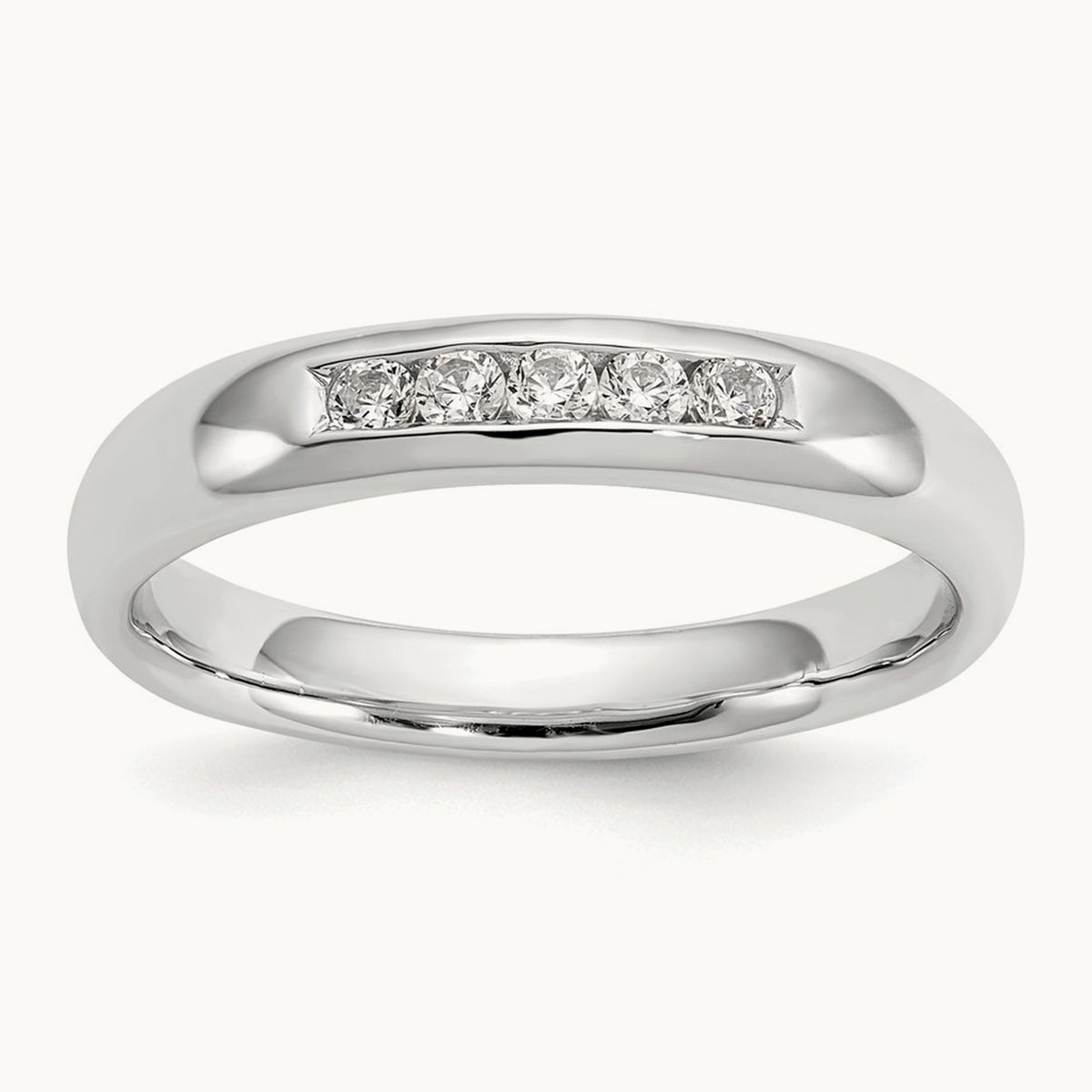 5-Stone Diamond Channel Band, 14K White Gold