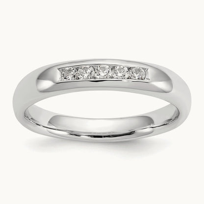 5-Stone Diamond Channel Band, 14K White Gold