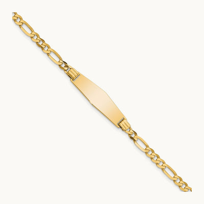 Soft Diamond Shape Figaro ID Bracelet, 14K