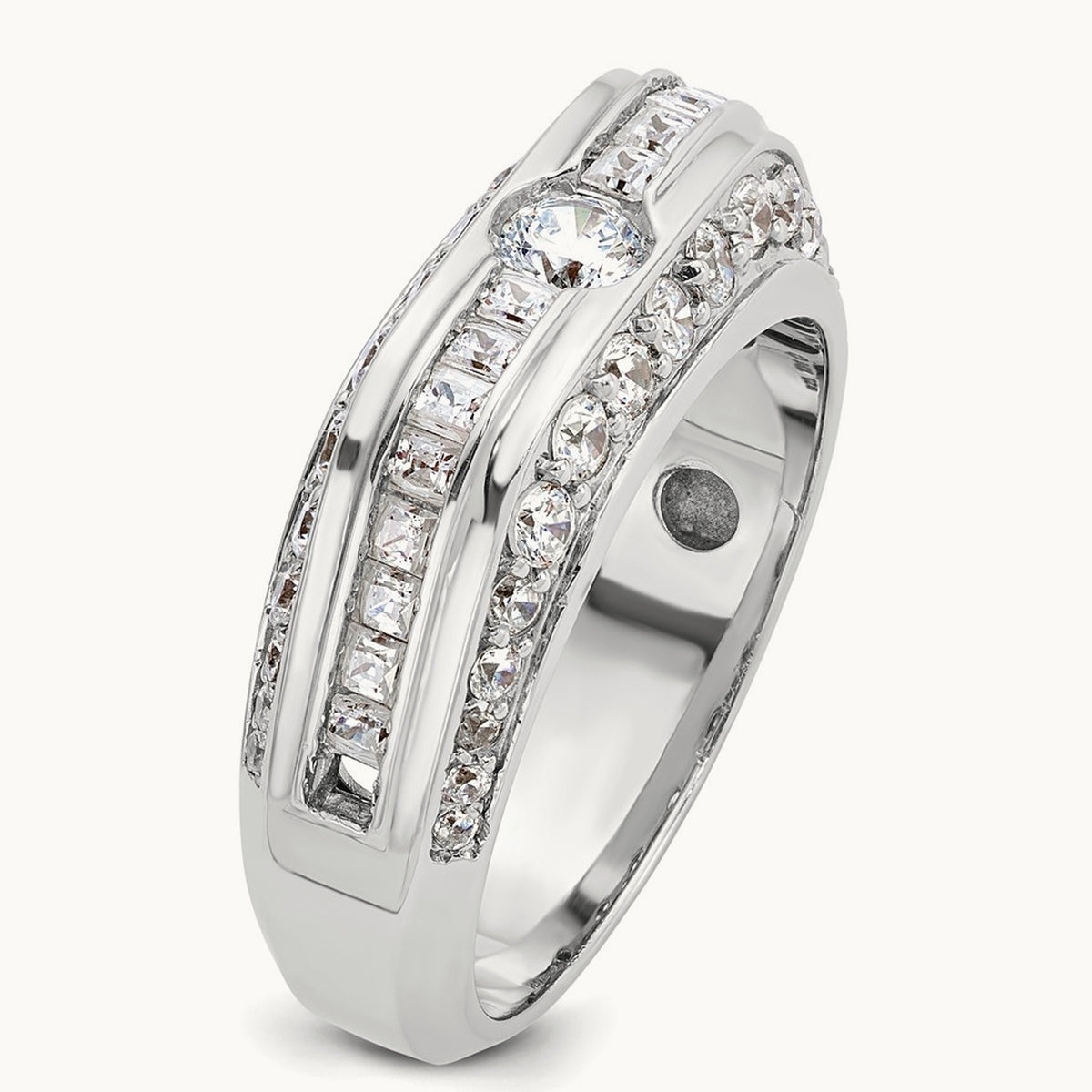 IBGoodman Men's Polished Diamond Ring, 14K White Gold