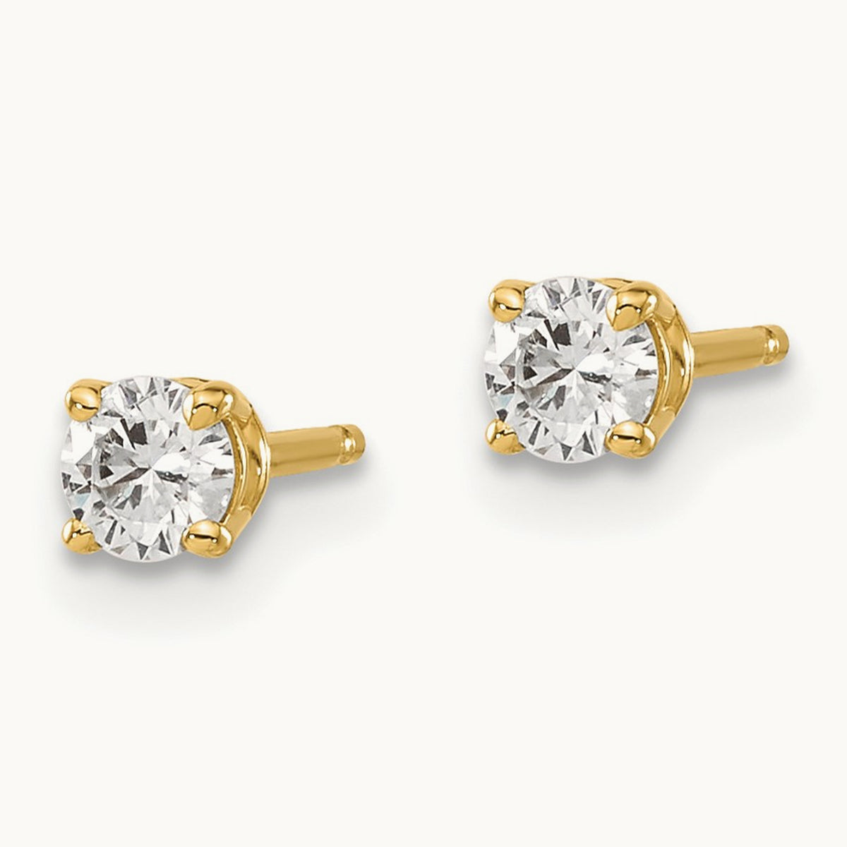 Round Diamond Stud Earrings — 14K Yellow Gold, 0.26 ct tw, I1 J-K · push back