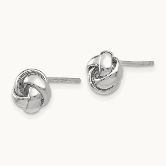 Polished Knot Post Earrings, 14K White Gold