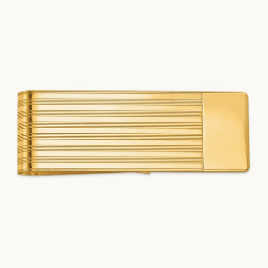 Men's Grooved Polished Money Clip, 14K