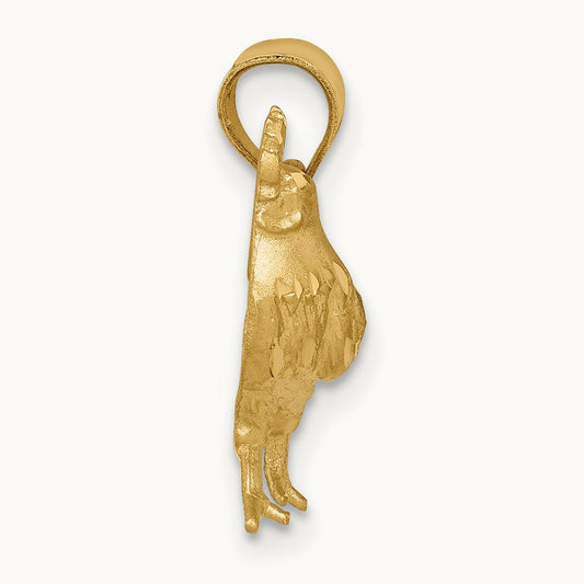 Satin D/C Rooster Pendant, 14K