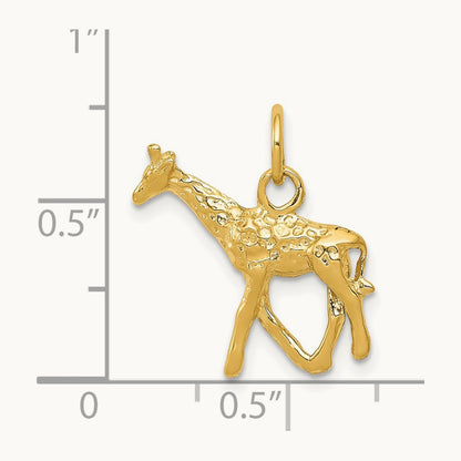 Solid Polished 3-D Giraffe Charm, 14K