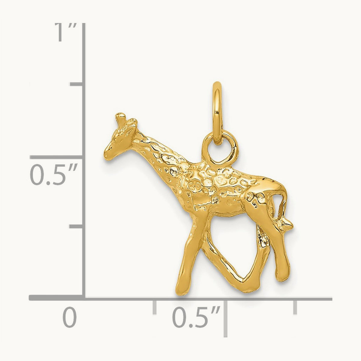 Solid Polished 3-D Giraffe Charm, 14K