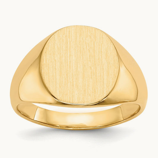 13.5x15. Closed Back Mens Signet Ring, 0mm, 14K