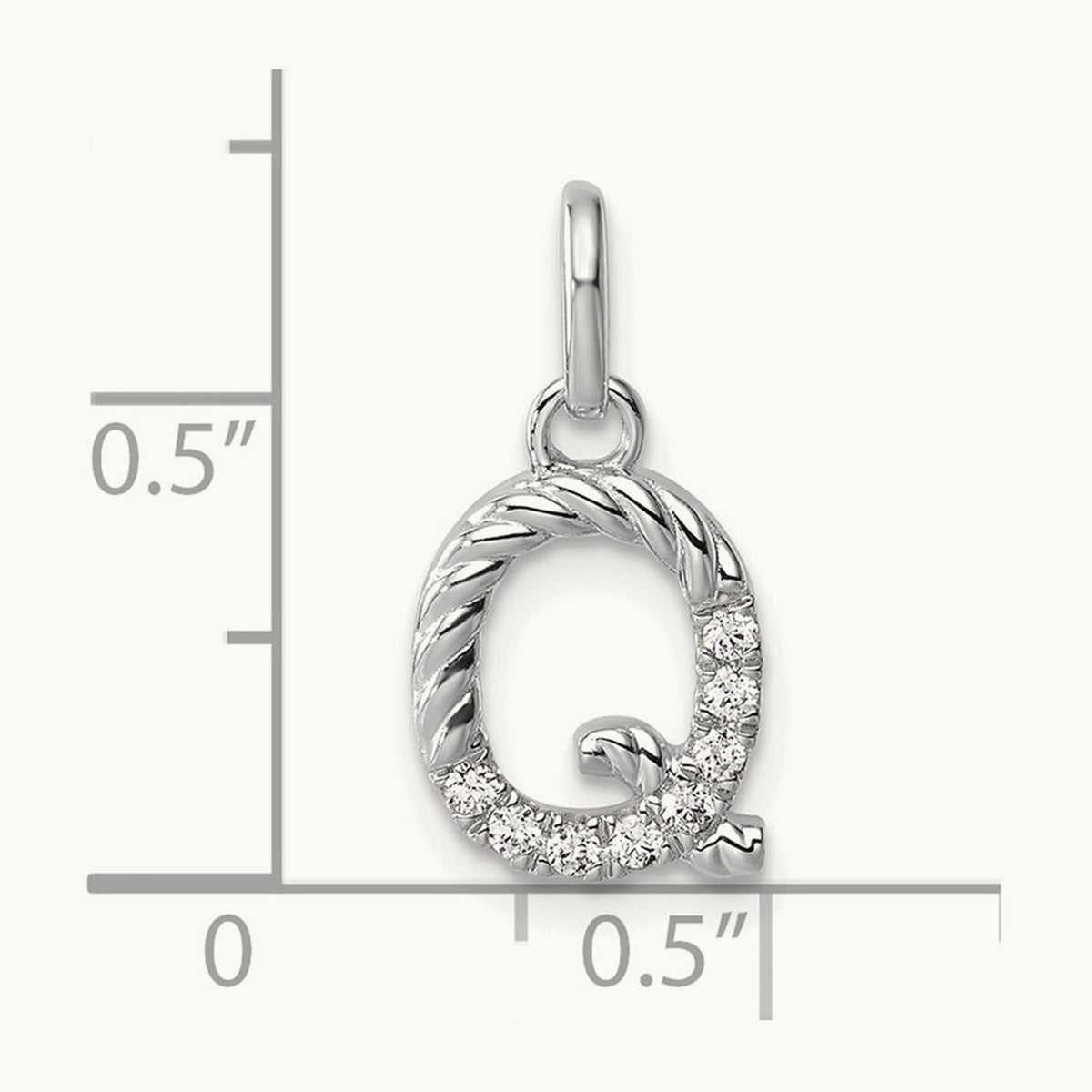 Twisted Diamond Charm — 14K White Gold, Q