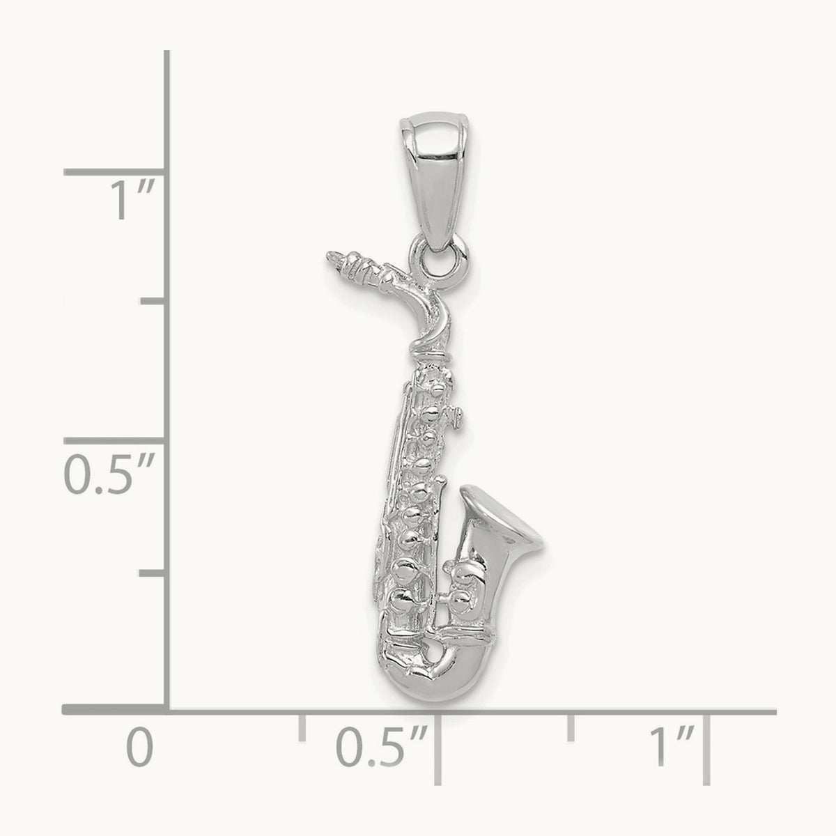 3-D Saxophone Pendant — 14K White Gold