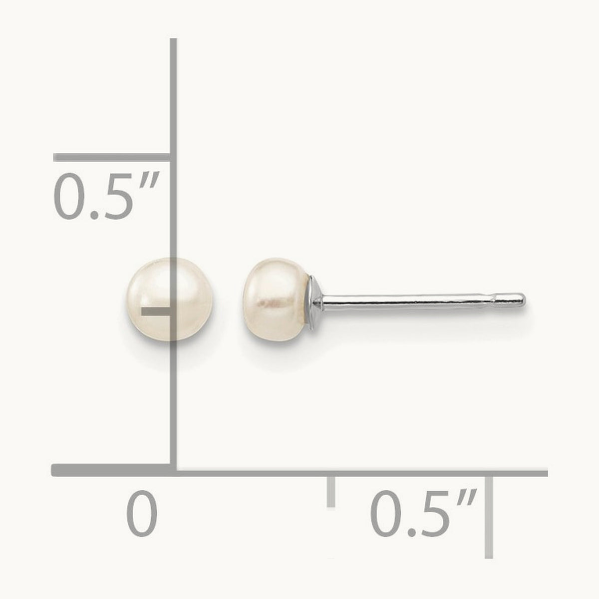 Button Freshwater Cultured Pearl Stud Post Earrings — 14K White Gold