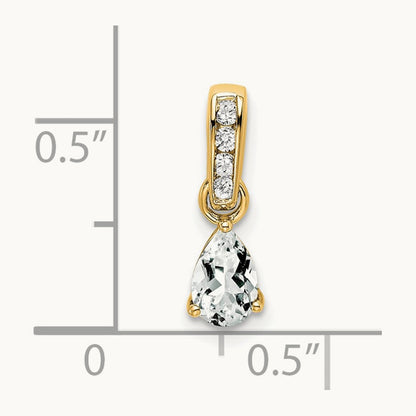 Pear Topaz and Diamond Pendant — 14K Yellow Gold