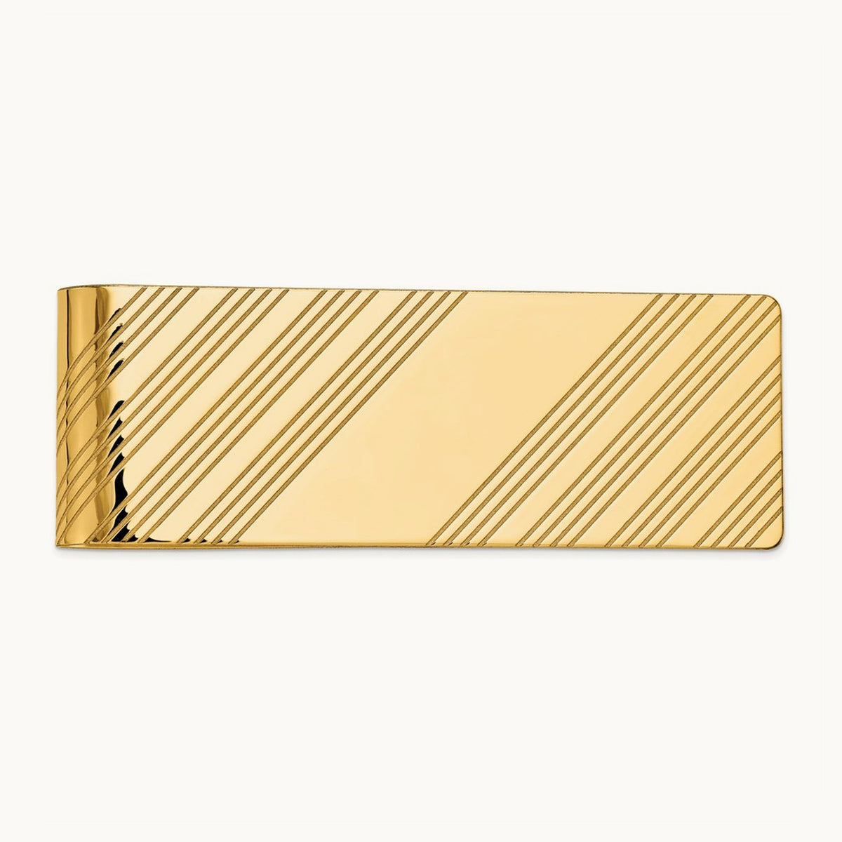 Men's Grooved Polished Money Clip, 14K
