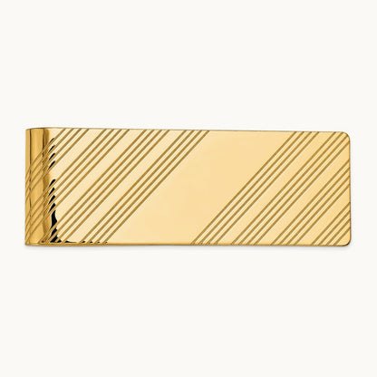 Men's Grooved Polished Money Clip, 14K