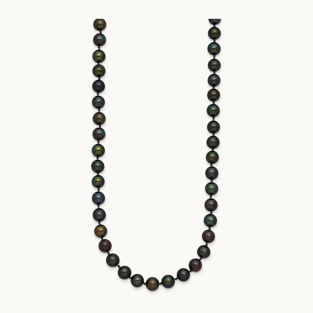 5- Black Near Round Freshwater Cultured Pearl Necklace, 6mm, 14K