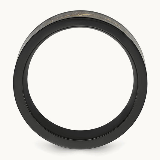 Polished Black IP-plated w/Black and Gold Foil Inlay Band, 8mm, Titanium