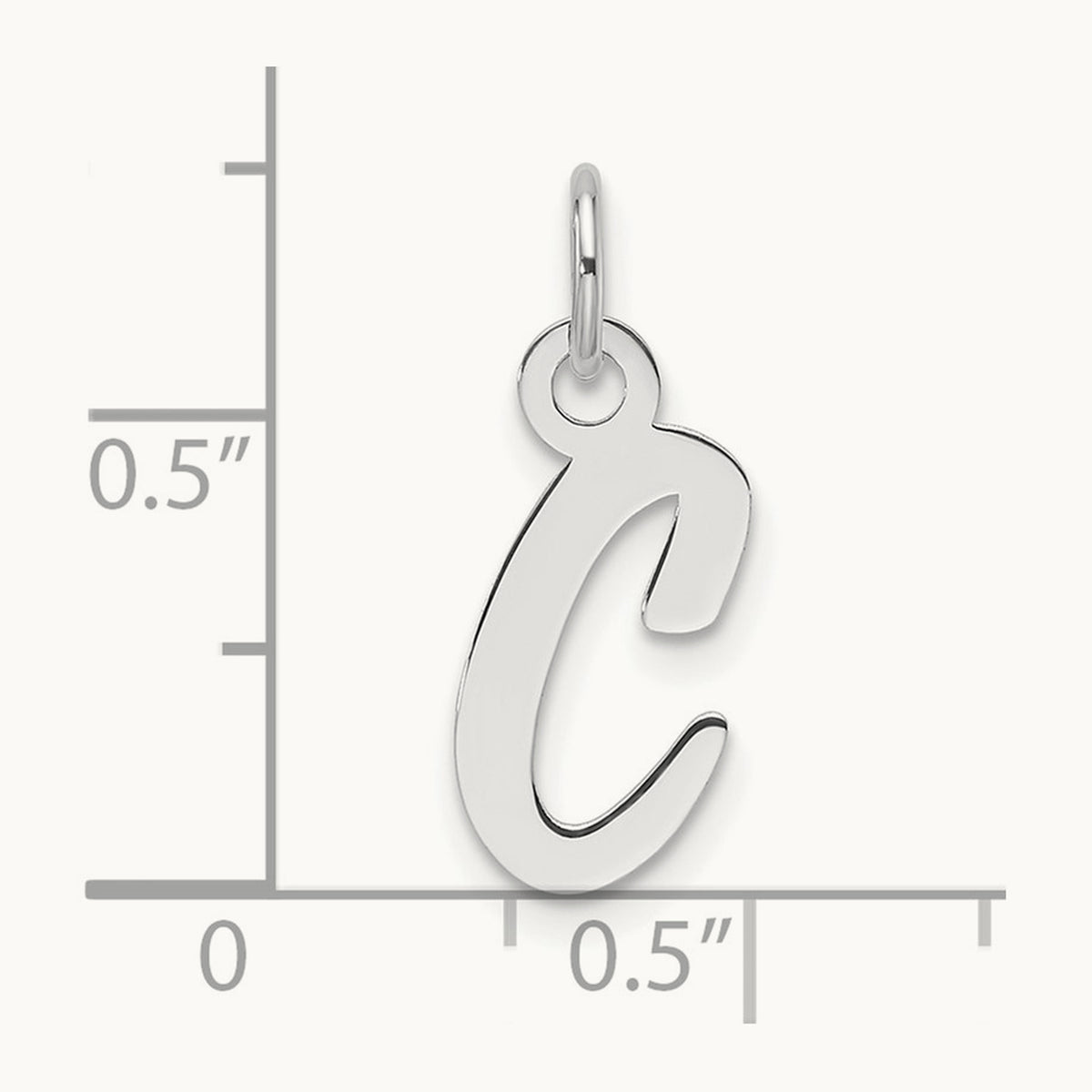 Slanted Block Initial Charm — 14K White Gold, C