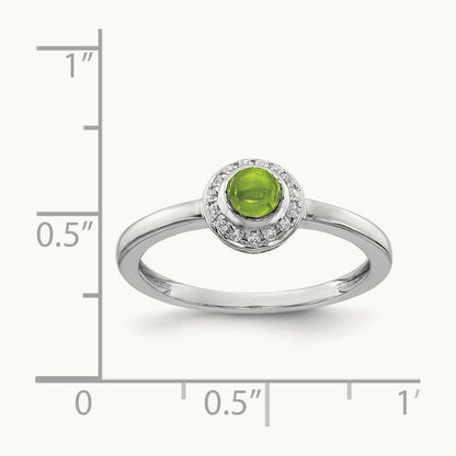 Diamond and Cabochon Peridot Ring, 14K White Gold