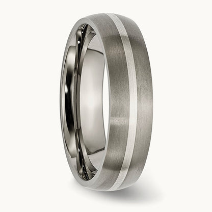 Brushed with Sterling Silver Inlay Band — photo set