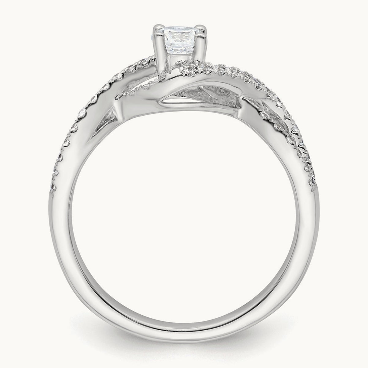 Round Semi-Mount Criss-Cross Engagement Ring — 1/3 ct, 7