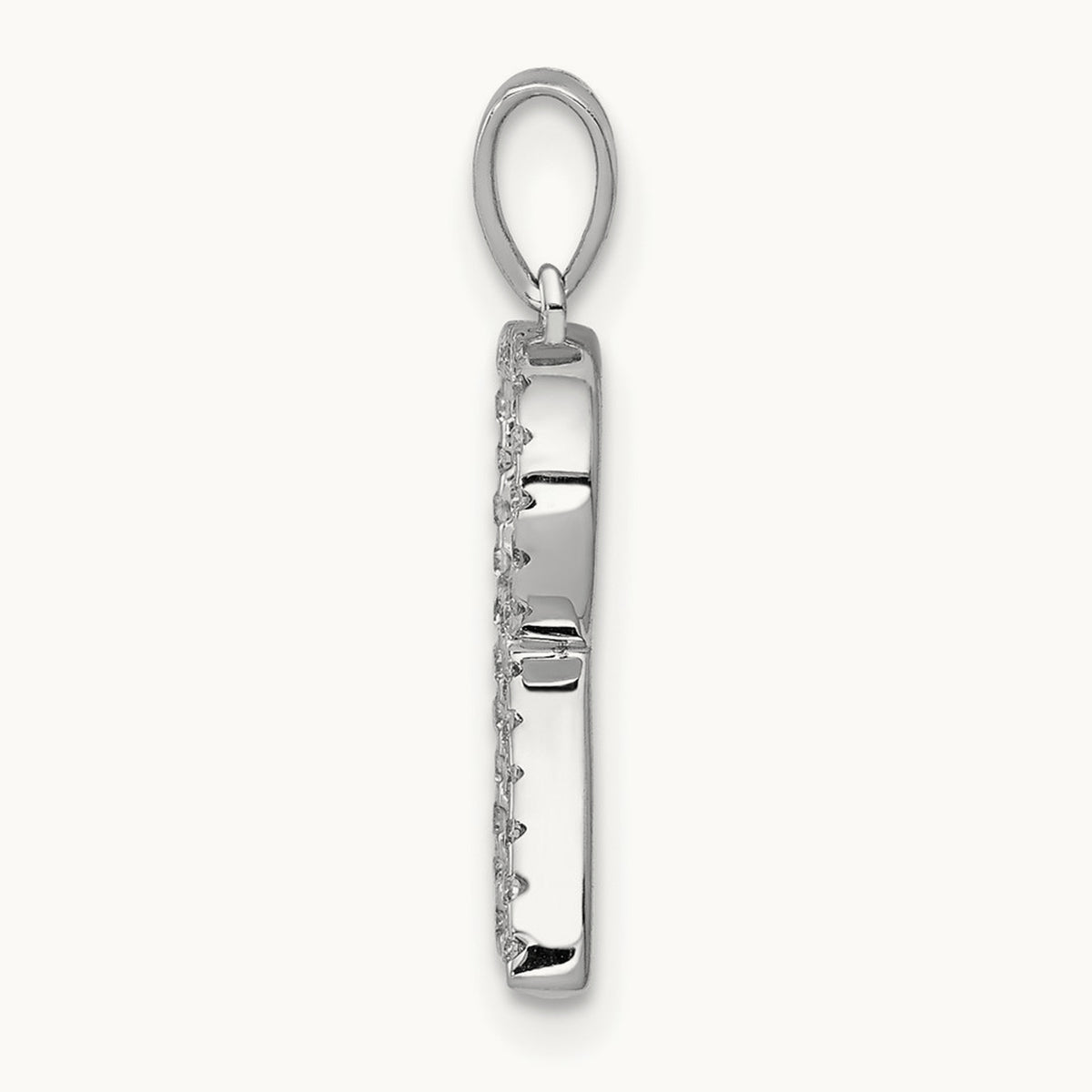 Diamond Letter R Initial Pendant, 14K White Gold