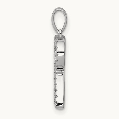 Diamond Letter R Initial Pendant, 14K White Gold